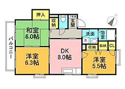クレール日吉 2階3DKの間取り
