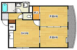 FORUM KOGO 3階2DKの間取り