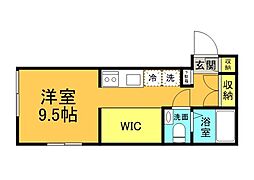 イリス堀越 2階ワンルームの間取り