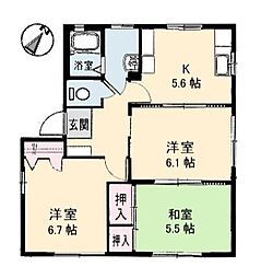 シェソワSATSUNO　C棟 1階3Kの間取り