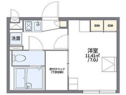 レオパレスミルラ 2階1Kの間取り