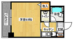 比治山エコテラス 5階1Kの間取り