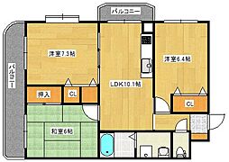 アスロード 3階3LDKの間取り