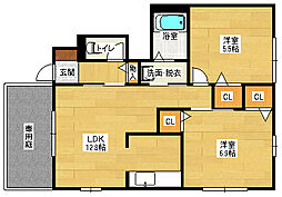 シャーメゾン平和台　C棟 1階2LDKの間取り