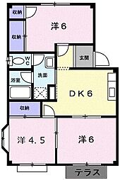 エルディム福田 1階3DKの間取り