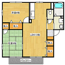 クレストハウス　C棟 1階2LDKの間取り