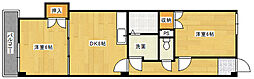 コーポ西旭 3階2DKの間取り