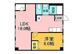 大起ビル 6階1LDKの間取り