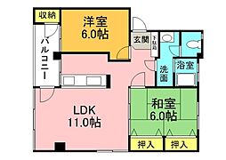 高千穂ビル 4階2LDKの間取り