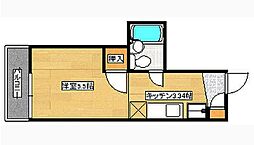 うしおマンション 6階1Kの間取り