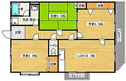 グランボヌール上安 3階3LDKの間取り