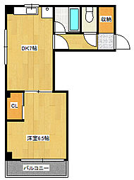 サンコウビル 4階1DKの間取り