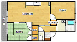 パークメゾン　B棟 2階2LDKの間取り