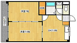 リマーカーブル己斐 2階2DKの間取り