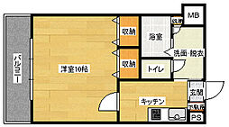 ロアール古市 2階1Kの間取り