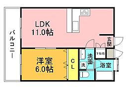 西興ビル 4階1LDKの間取り