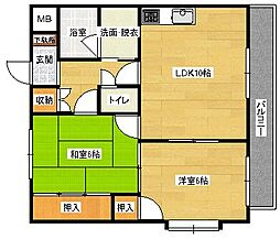 メゾンアルカディア 1階2LDKの間取り