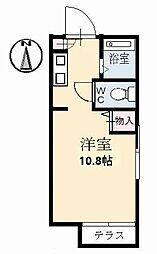 フローラル光南 1階ワンルームの間取り
