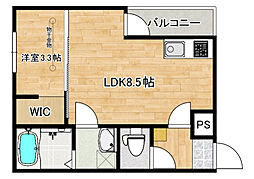 MOVE宇品御幸NEO 1階1LDKの間取り
