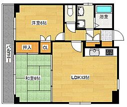 ダイアパレス東白島 6階2LDKの間取り