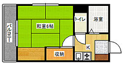 メタリックビィラ 1Kの間取図画像