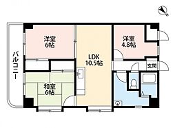 サンシャイン(安佐南区中須） 6階3LDKの間取り