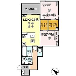 スリール・コート 1階2LDKの間取り