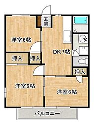 ニューシティ久保田 2階3DKの間取り