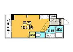 クライス・タウ 2階ワンルームの間取り