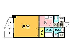 プロヴァンス十日市 4階1Kの間取り