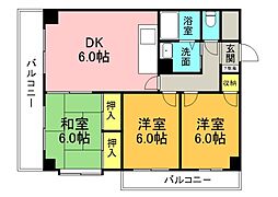 パラシオン舟入 3階3LDKの間取り