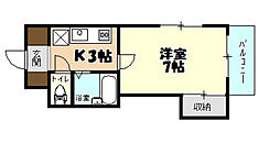 EPOCH21 2階1Kの間取り