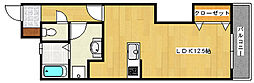 レンレンロイヤルガーデン 6階ワンルームの間取り