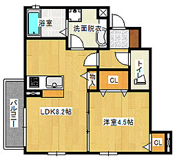 セジュール白馬 1階1LDKの間取り