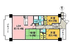 牛田早稲田グランドハイツ 5階3LDKの間取り
