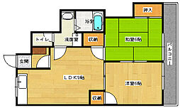 シャルム成城 2階2LDKの間取り