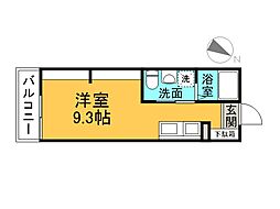 Casa Mare 1階ワンルームの間取り