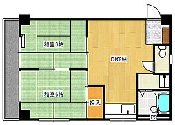 サンライトビル 3階2DKの間取り