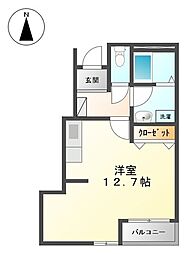 フォルティア 1階ワンルームの間取り