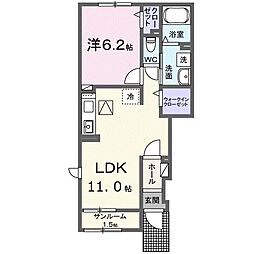 可部3丁目アパート 1階1LDKの間取り