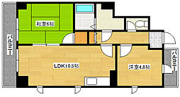 ハーモニー白島 3階2LDKの間取り