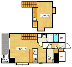 フルール観音 3階ワンルームの間取り