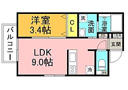 LUFELI　羽衣 3階1LDKの間取り