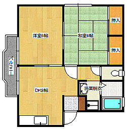 ウインドシティ府中Ｂ棟 2階2DKの間取り