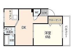 ＬＵＭＩＥＬＥ府中 1階1LDKの間取り