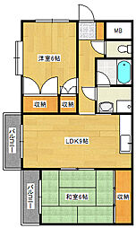 メゾンコーポ井口 3階2DKの間取り