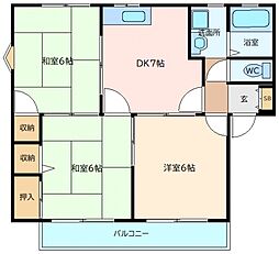 フレグランス光樹C棟 1階3DKの間取り