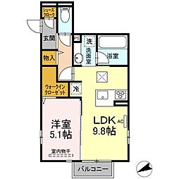 ｂａｍｂｏｏ　ｇｒａｓｓ舟入 1階1LDKの間取り