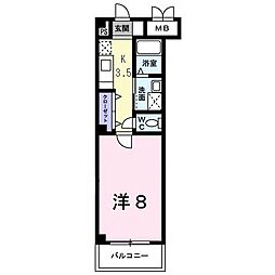 コリウス 3階1Kの間取り