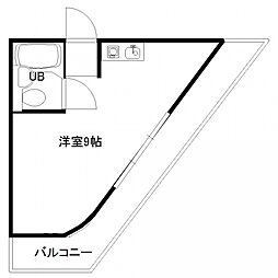 バザレビル 2階ワンルームの間取り